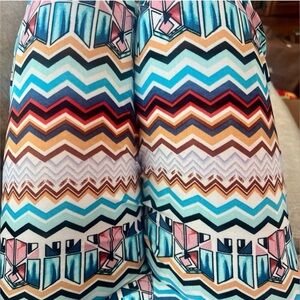 NWT | Boho Chic Chevron Palazzo Pants - Teal & Orchid - Wide Leg S Boutique Yoga
